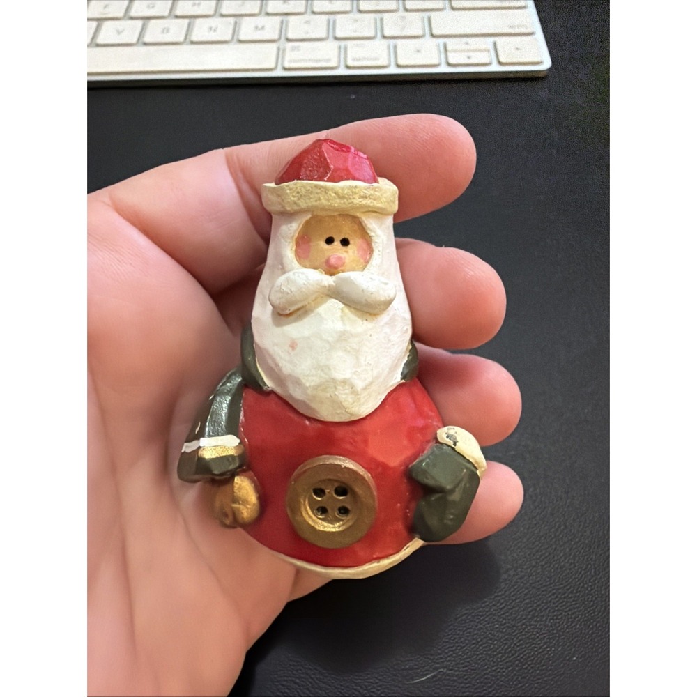 Santa w Button Belly Resin Christmas Ornament 2 3/4"!